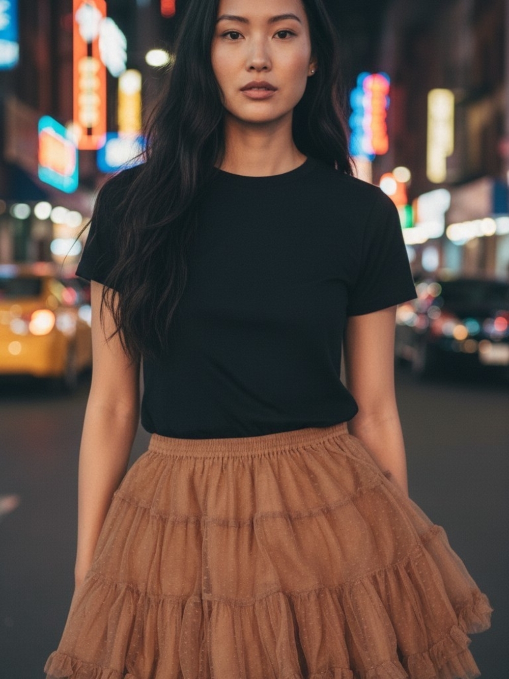 NWT Forever 21 Brown Tulle  Tutu Ruffle Mini Skirt Size Small
